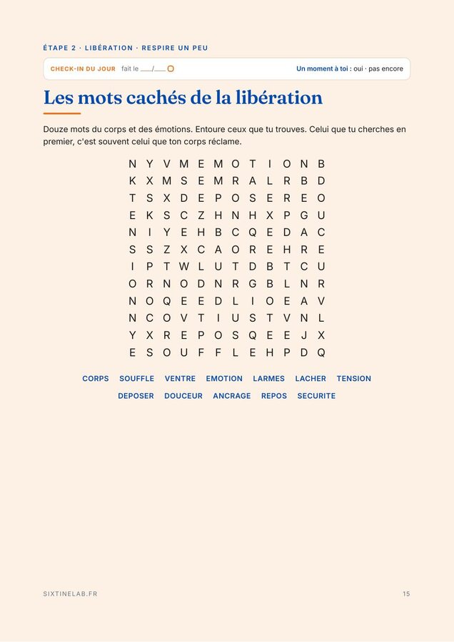 Page mots cachés de la libération du carnet d'été