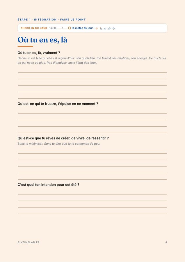 Page « Où tu en es, là » du carnet d'été